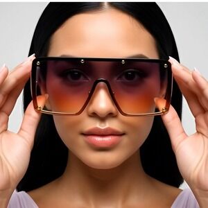Women Sunglasses Oversized Single Lens New Model Elegant Style Large Shades 2022